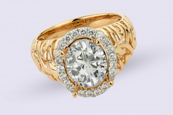 18kt Rose Gold Oval Halo Engagement Ring